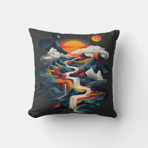 Abstract design, surreal landscape cushion