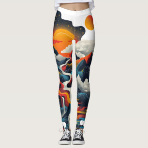 Abstract design, surreal landscape leggings