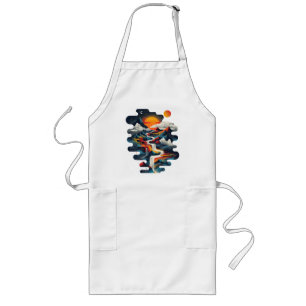 Abstract design, surreal landscape long apron