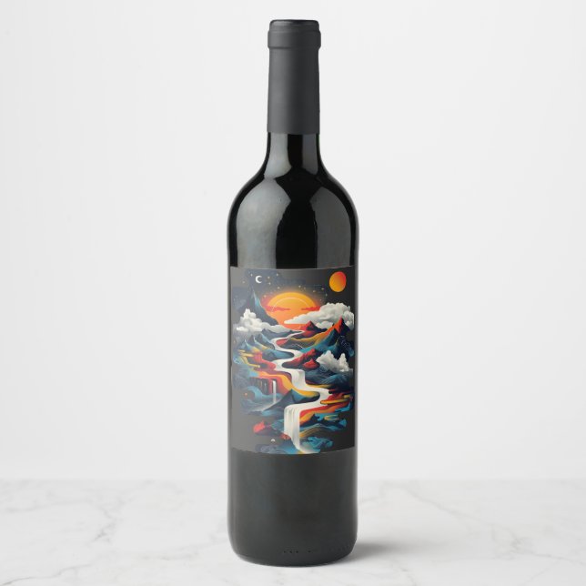 Abstract design, surreal landscape wine label (Front)