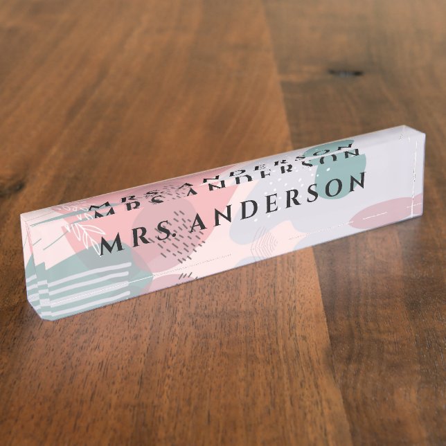 Abstract Design Teachers Acrylic Desk Name Plate (Side)
