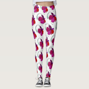 Abstract design tiled floral bloom in violet petal leggings