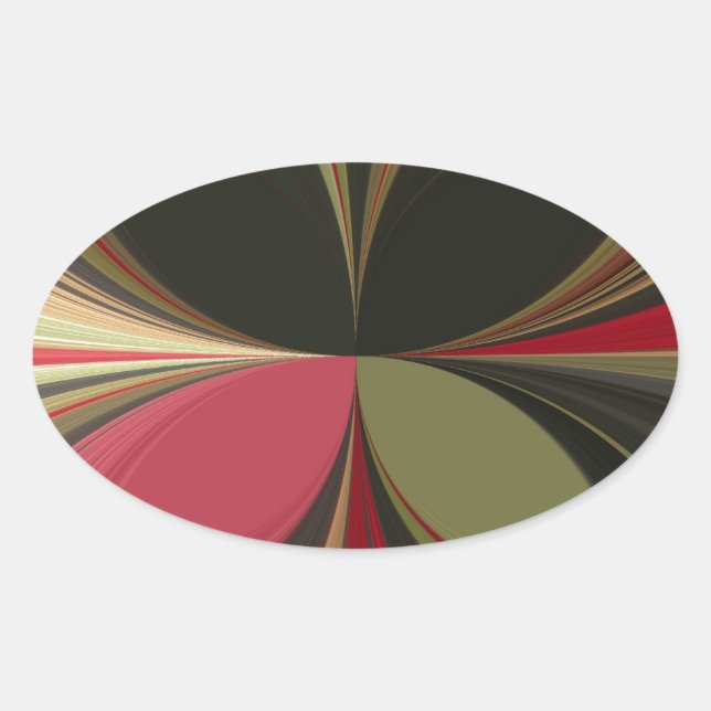 Abstract Design with Flowing Lines Art Print Oval Sticker (Front)