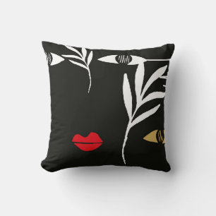 Abstract design with minimal female face. One line Cushion