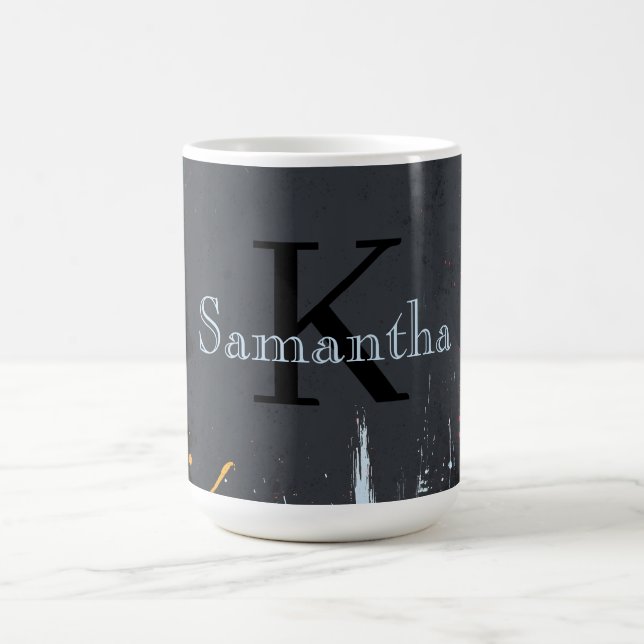 Abstract Design with Neon Colours and Custom Name Coffee Mug (Center)