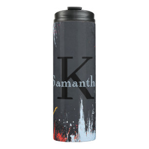 Abstract Design with Neon Colours and Custom Name Thermal Tumbler