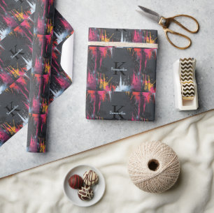 Abstract Design with Neon Colours and Custom Name Wrapping Paper