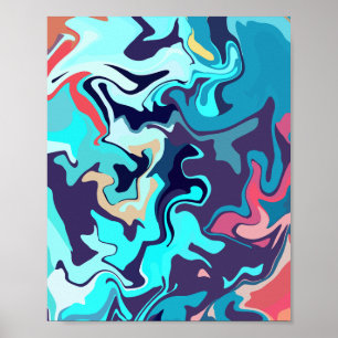 Abstract Design with Soothing Turquoise Tones Poster
