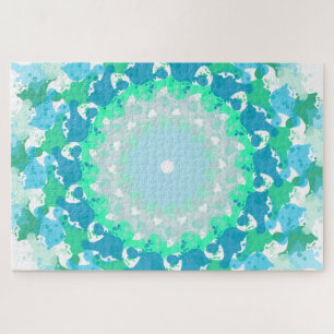 Abstract Designed Snowflake on a Jigsaw Puzzle