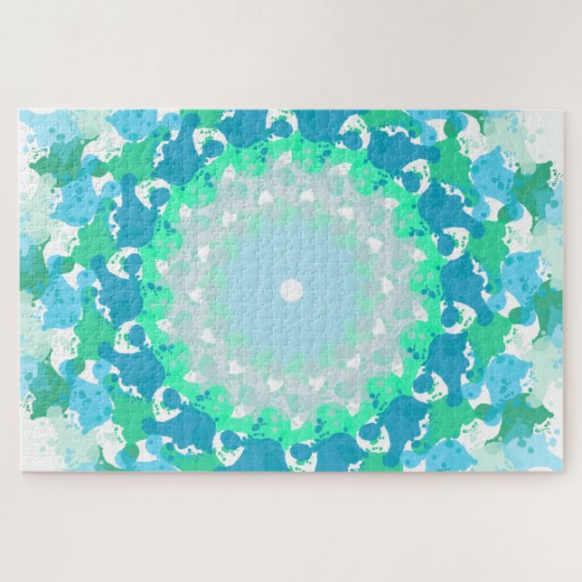 Abstract Designed Snowflake on a Jigsaw Puzzle (Horizontal)