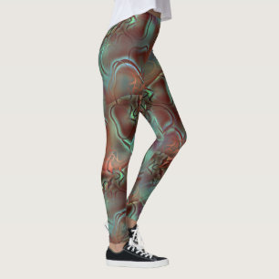 Abstract designs in frosted glass style over brown leggings