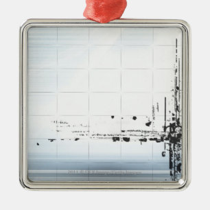 Abstract designs on grid metal tree decoration