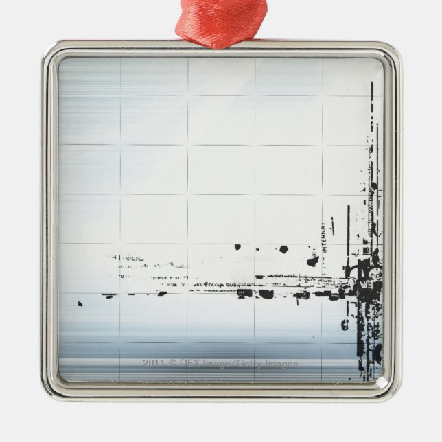 Abstract designs on grid metal tree decoration (Front)