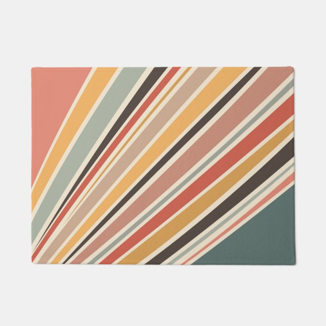 Abstract diagonal retro style stripes doormat (Front)