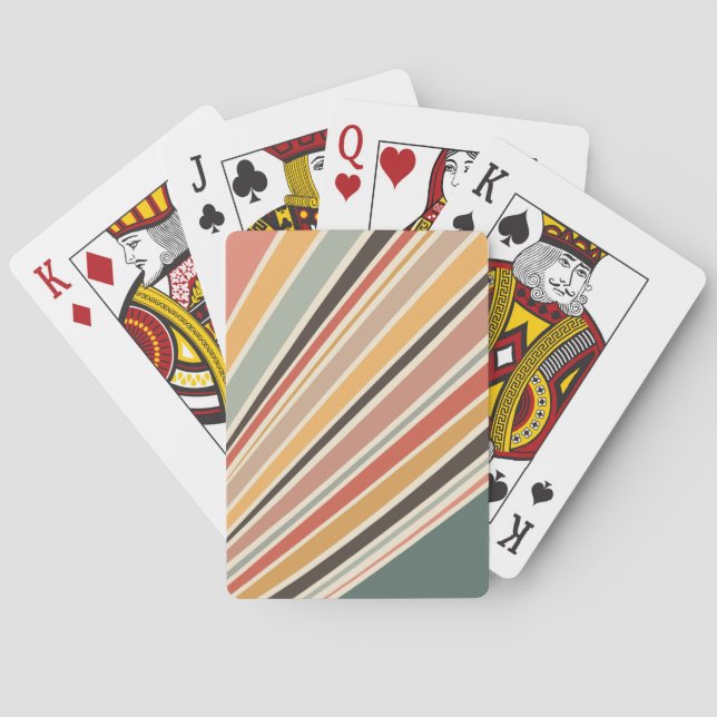 Abstract diagonal retro style stripes playing cards (Back)