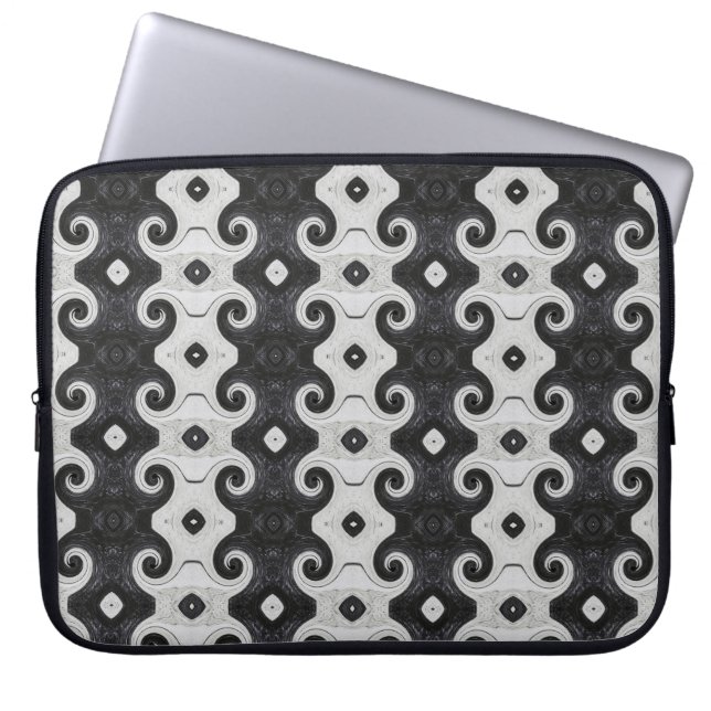 Abstract Diamond Eye Curls Pattern Laptop Sleeve (Front)
