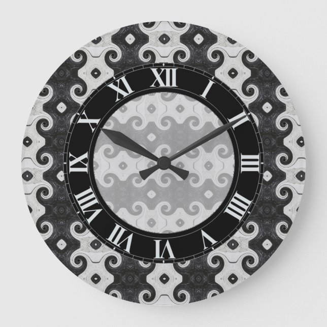 Abstract Diamond Eye Curls Pattern Wall Clock (Front)
