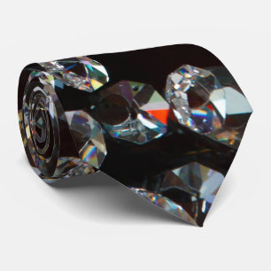Abstract Diamonds on Black Background Tie