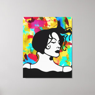  Abstract Digital Art Vibrant Lady of Colors  Canvas Print
