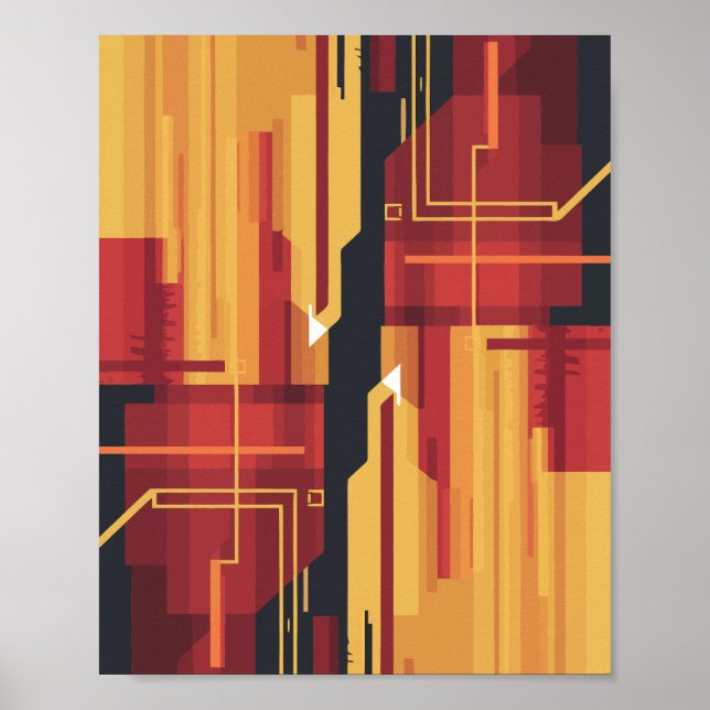 Abstract Digital artwork with Red & Yellow Tones  Poster (Front)