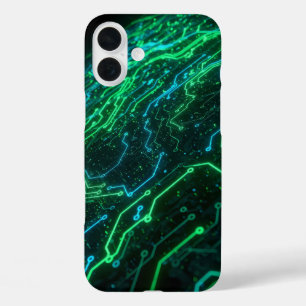Abstract digital electronic circuit iPhone 16 plus case
