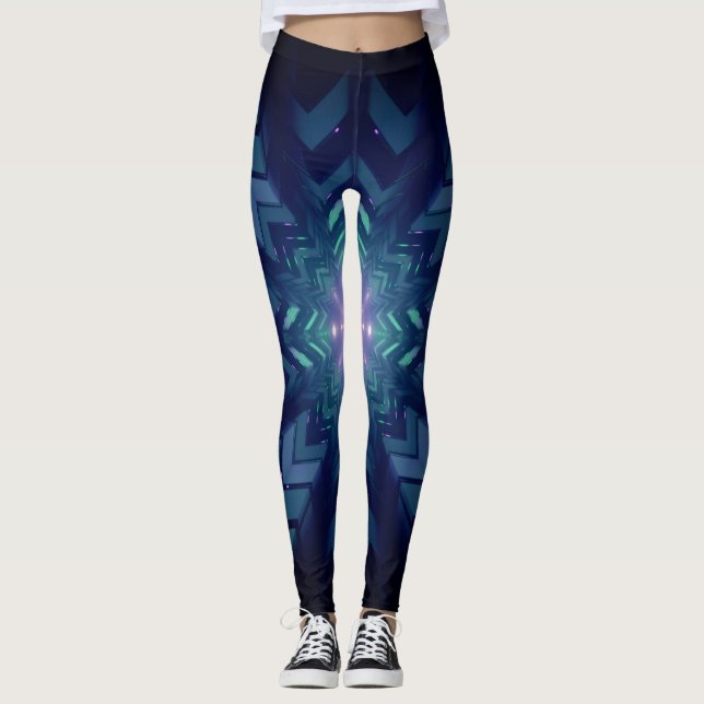 Abstract Digital Electronics Graphics Art Leggings (Front)