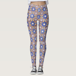 Abstract Digital Floral Art Pattern Leggings