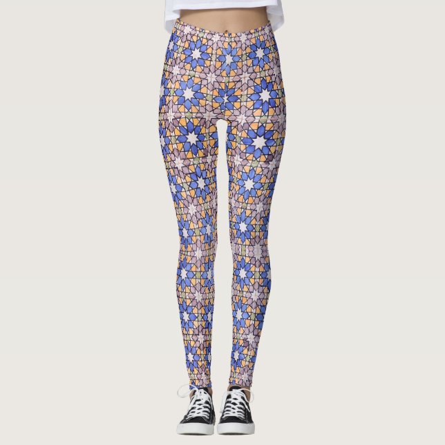 Abstract Digital Floral Art Pattern Leggings (Front)