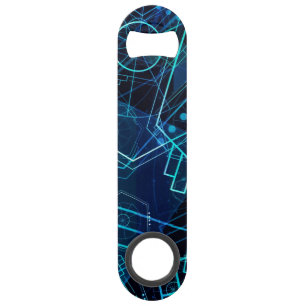 Abstract Digital Geometric Data Blue Art