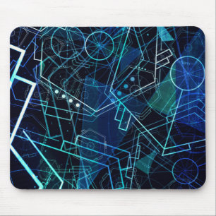 Abstract Digital Geometric Data Blue Art Mouse Mat