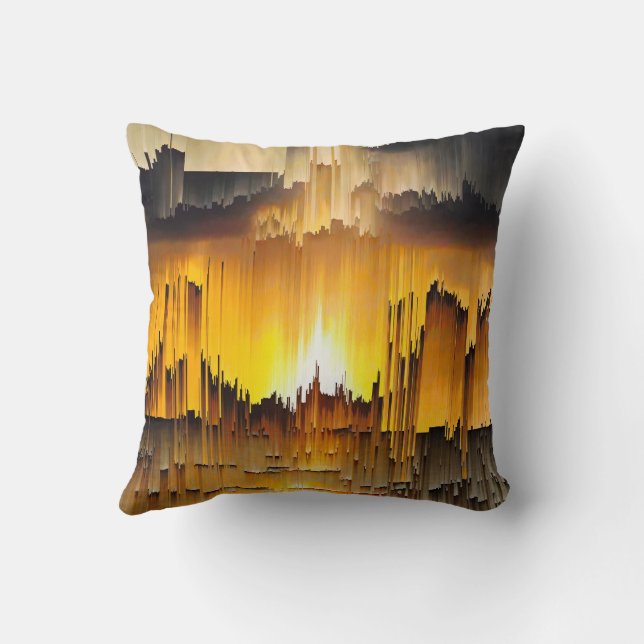 Abstract Digital Glitch Sunset Cushion (Back)