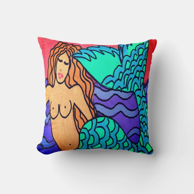 Abstract Digital Mermaid Painting Cushion (Front)