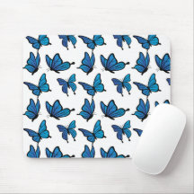 Abstract Digital Seamless Blue Butterflies