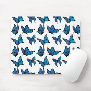 Abstract Digital Seamless Blue Butterflies Mouse Mat