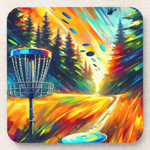 Abstract Disc Golf Art Coaster