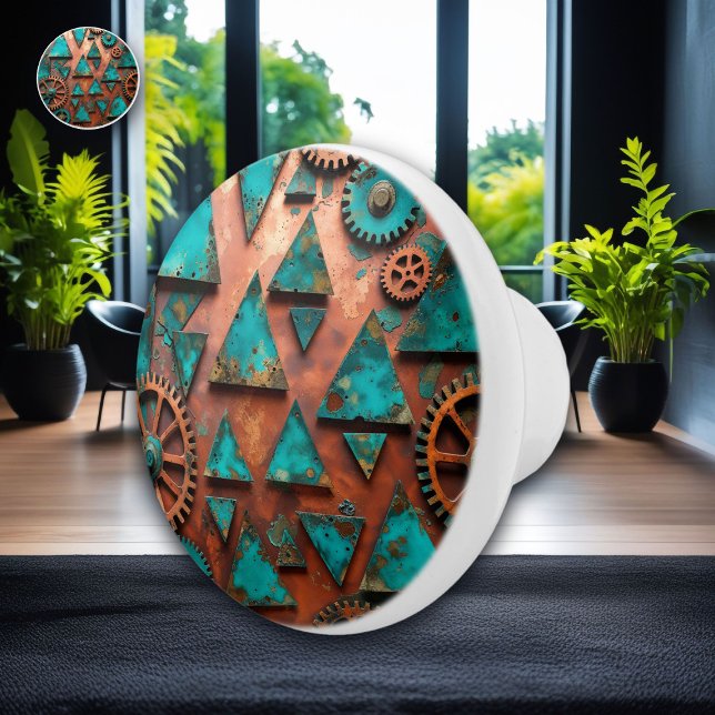 Abstract Distressed Copper and Metal Shapes Ceramic Knob (Creator Uploaded)