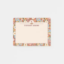 Abstract Ditsy Flowers Retro Monogram