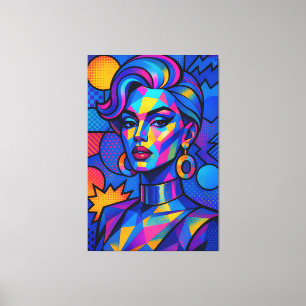 Abstract Diva - Modern Retro Geometric Pop Art Canvas Print