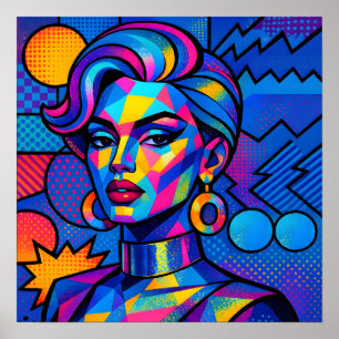 Abstract Diva - Modern Retro Geometric Pop Art Poster