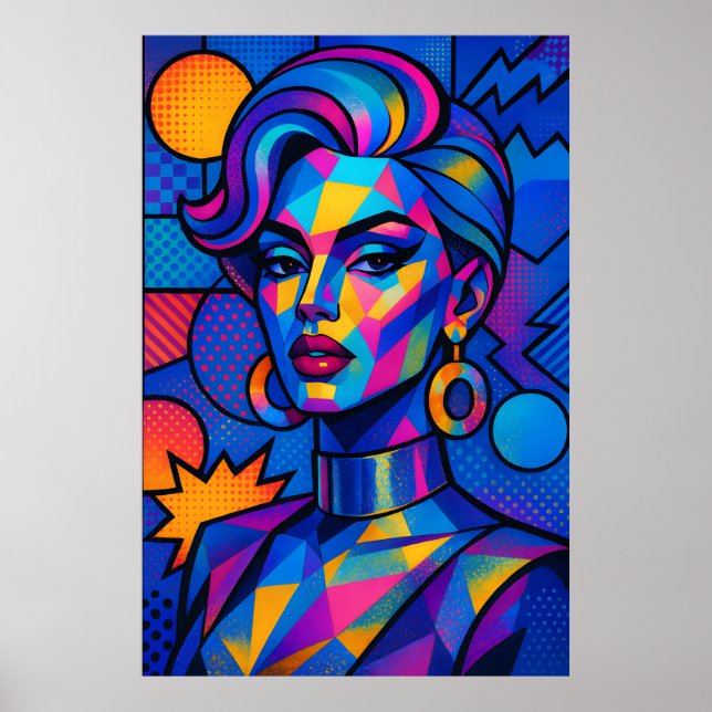 Abstract Diva - Modern Retro Geometric Pop Art Poster (Front)
