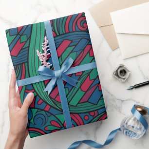 Abstract DNA Helix Jewel Tone Wrapping Paper