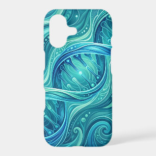 Abstract DNA Helix Ocean Blue iPhone Cases