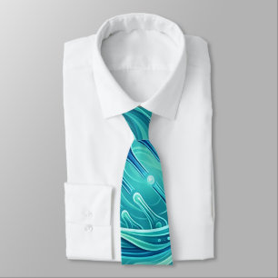 Abstract DNA Helix Ocean Blue Modern Neck Tie