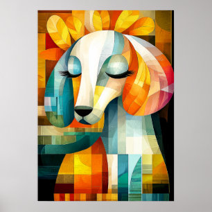 Abstract Dog Art - Geometric Animal Design Poster