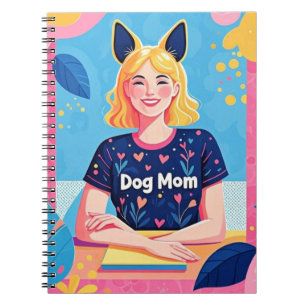 Abstract dog mum in pink blue notebook