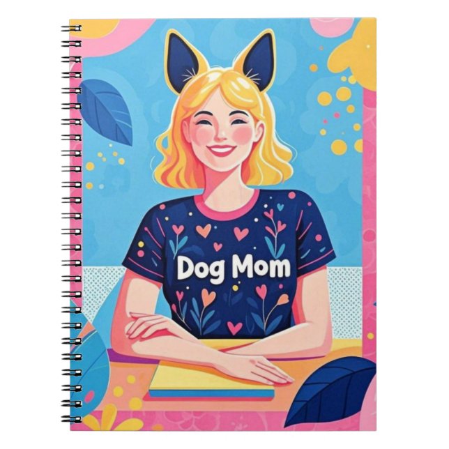 Abstract dog mum in pink blue  notebook (Front)