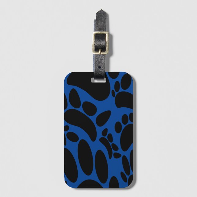 Abstract Dog Pawprint Blue Luggage Tag (Front Vertical)