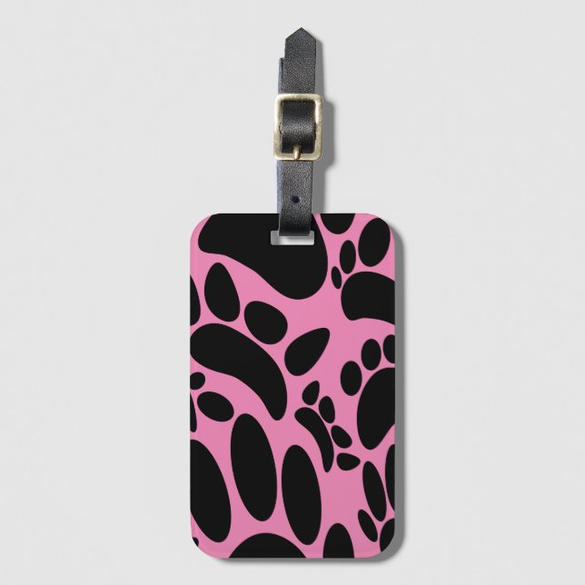Abstract Dog Pawprint Pink Luggage Tag (Front Vertical)