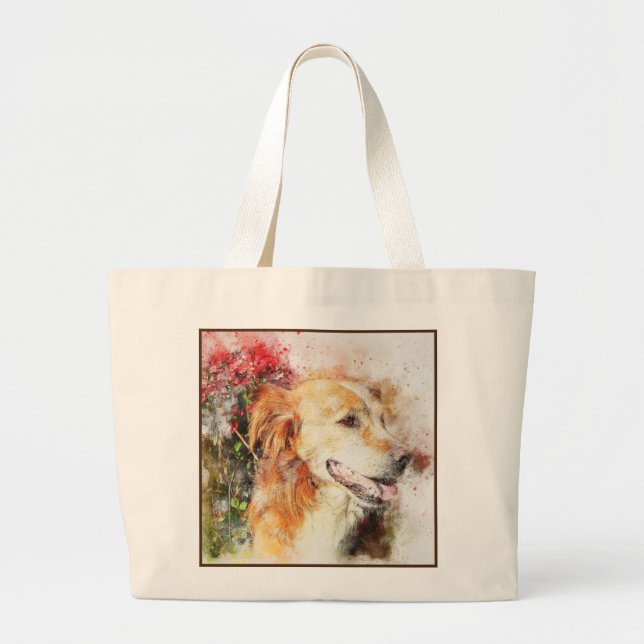 Abstract Dog Print Large Tote Bag (Front)