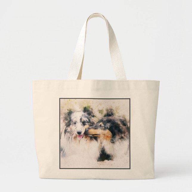 Abstract Dog Print Large Tote Bag (Front)